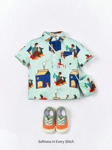 SHEIN 嬰兒卡通圖案襯衫附包 - 彩色 - 查看 1