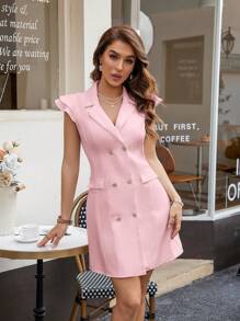 Aveloria Rosie Women's Double-Breasted Blazer With Versatile Hat-Shaped Sleeves And Skirt 