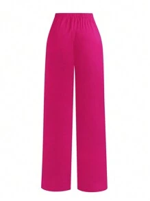 EARO Women's Solid Color Casual Pants For Spring/Summer Daily Matching - Màu Hồng Tươi - Xem 2