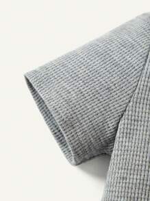 Cozy Pixies Baby Jungen Dekorative Geknöpfte Kragen Halb-Knopf Kurzarm Top und Shorts Set Einfarbig als passendes Set