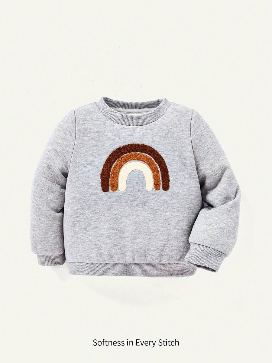 Cozy Pixies Bebé niña Pullover de arcoíris flocado con forro térmico - Gris Claro - Ver 1
