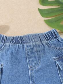 Baby Boy Casual Comfortable Utility Pocket Denim Shorts