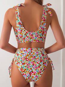 Swim Mod Bikini Set, Random Small Flower Print, Two Pieces Bikini Set For Beach In Summer,Summer Beach - Multicolor - View 2