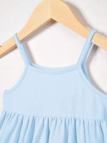 Cozy Pixies Conjunto de 2 piezas para niña bebé con vestido de tirantes con dobladillo con volantes multicapa - Azul - Ver 11