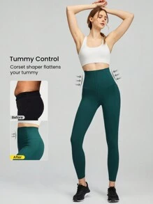 GLOWMODE 24" FeatherFit™-Sculpt Buttoned Leggings Corset Super High Rise Medium Impact Jogging Gym Training Daily