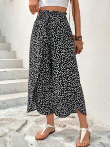 SHEIN Essnce Quần nữ ngày hè màu đen của mẹ - Đen và trắng - Xem 1