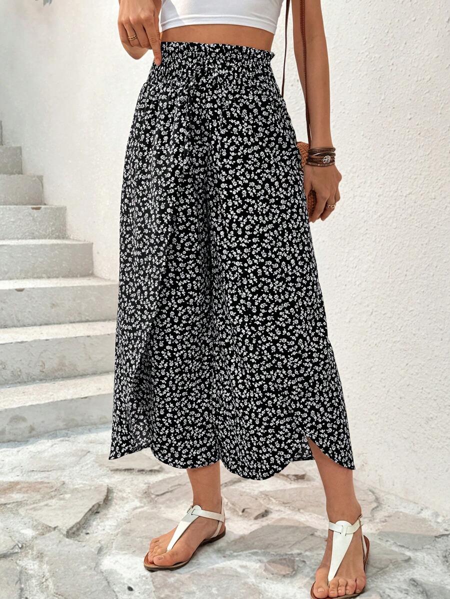 SHEIN Essnce Quần nữ ngày hè màu đen của mẹ - Đen và trắng - Xem 1