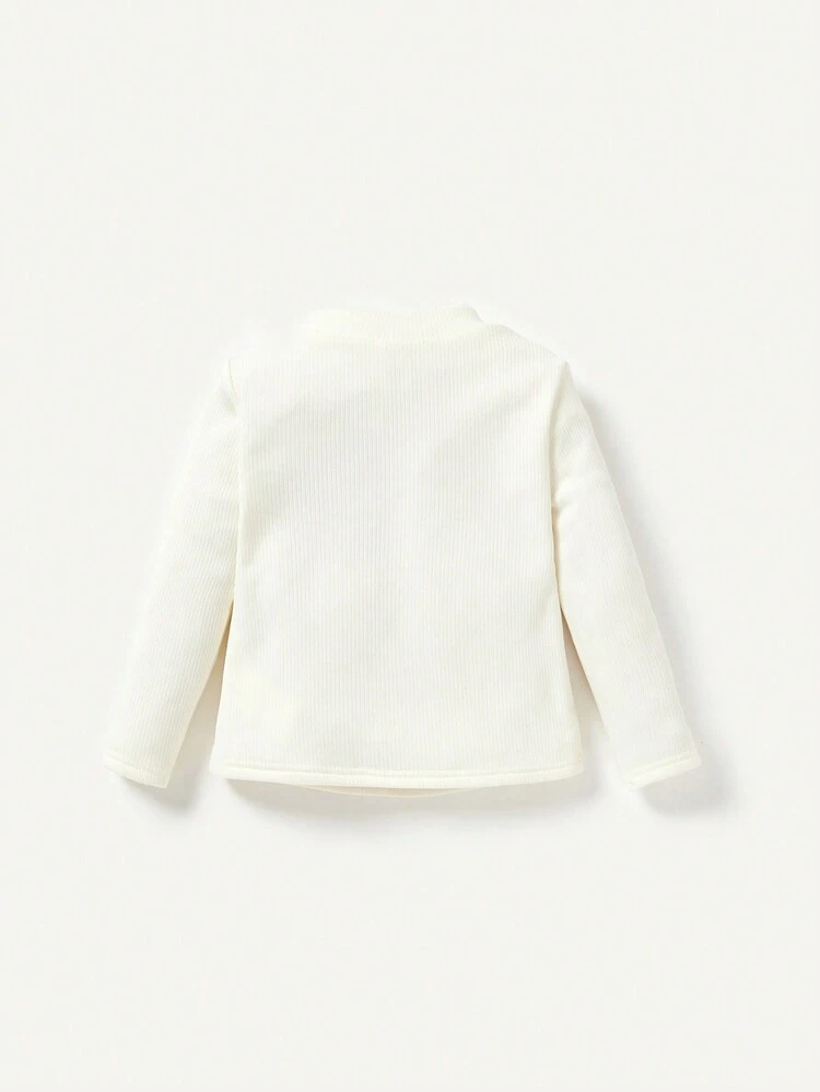 Baby Girl 2pcs Letter Patched Mock Neck Tee