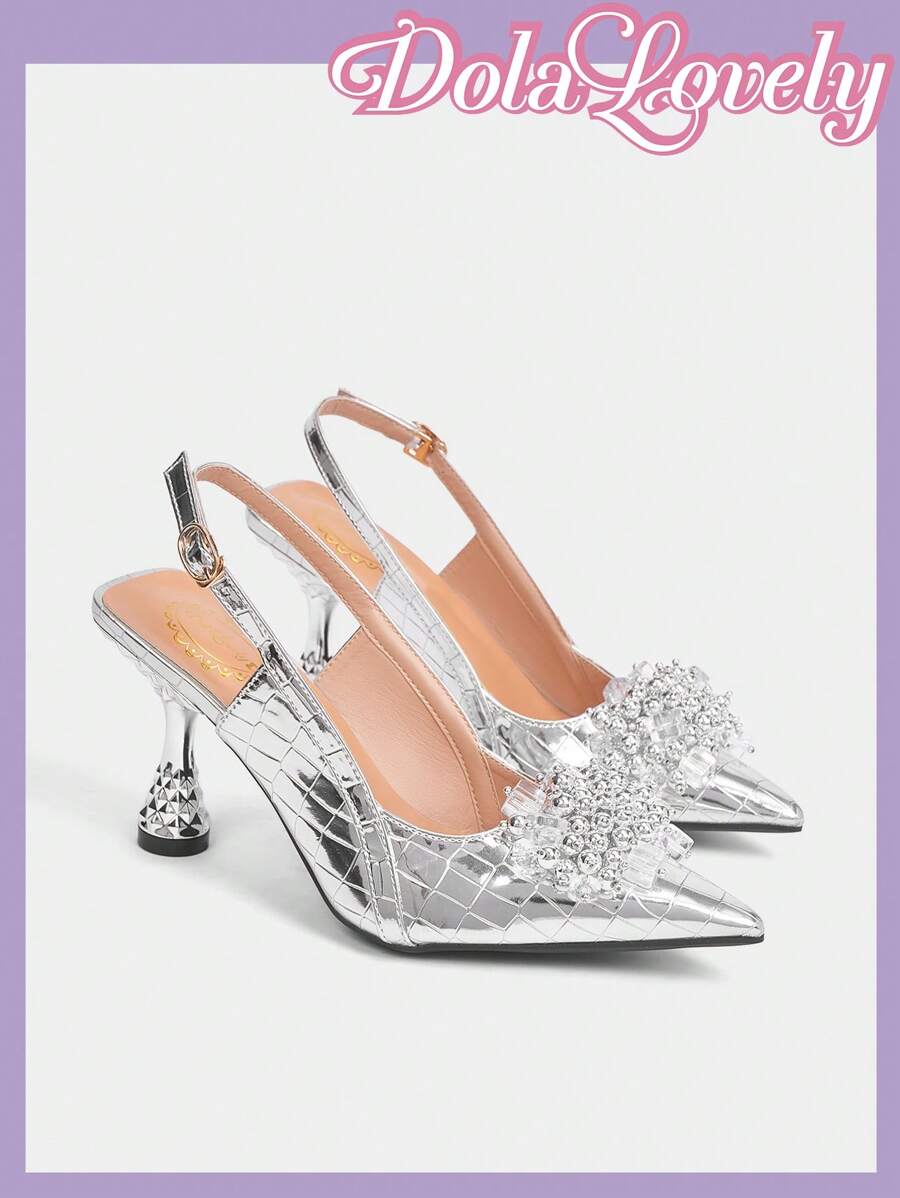 Dola Lovely Ladies' Gorgeous Silver High Heel Stiletto Dress Shoes For Summer Vacation Shoes Summer Christmas Party Witch Fall New Year Holiday - Silver - View 1