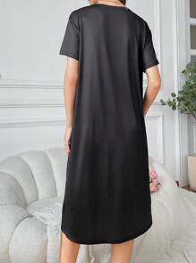 Tay Mills Artist Girlcore Women Summer Cartoon Character Printed Round Neck Short Sleeve Long Loose Sleep Dress - Multicolor - View 5