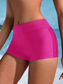 Swim SPRTY Summer Beach Women Vacation Beach Solid Color Slim-Fit Low-Rise Bikini Bottoms - Hot Pink - View 5