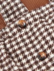 Cozy Pixies Baby Girl Mock Neck Tee & Houndstooth Print Suspender Skirt - Brown - View 6