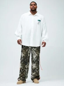 Manfinity VCAY Men Plus Size Woven Printed Casual Wide-Leg Pants - Multicolor - View 5