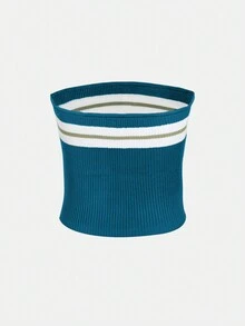 女性時尚彩色條紋針織束胸上衣 - 藏蓝色 - 查看 2