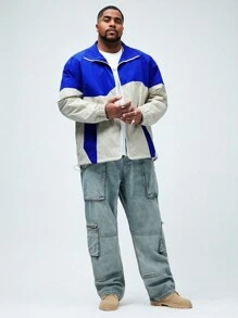 Manfinity VCAY Chaquetón holgado tejido de ocio de talla grande para hombre