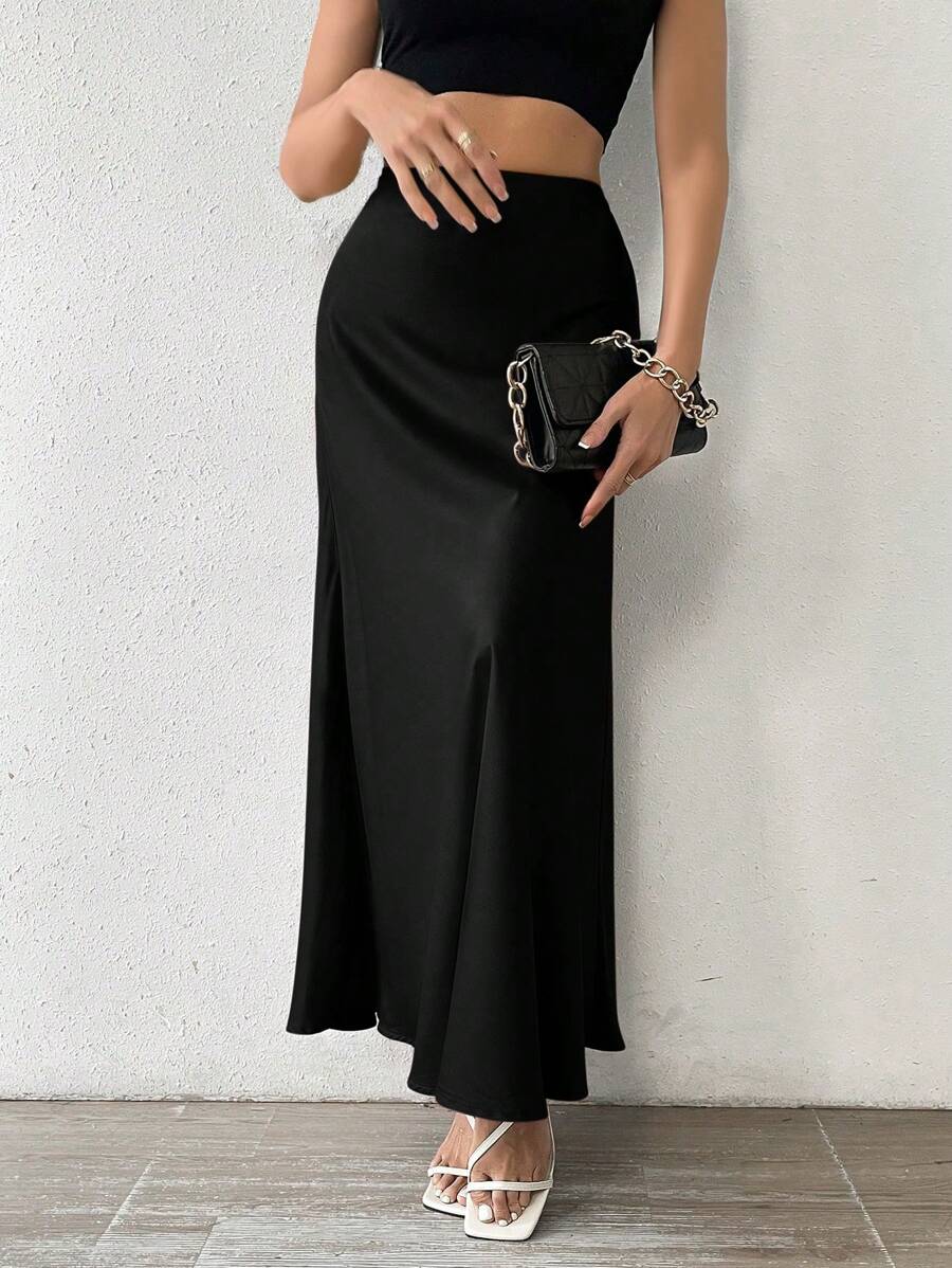 Rafferiza Women's Solid Color Long Skirt Maxi Women Outfit Fall Cloth For Women - Black - View 1