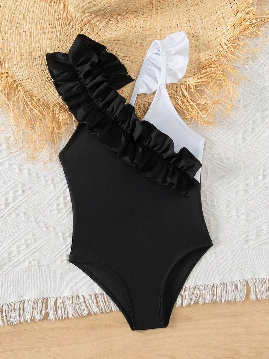 Young Girls' Flying Edge OnePiece Swimsuit With Lock Edge For Children