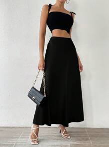 Gloray Falda larga de unicolor tipo maxisaya, conjunto de mujer