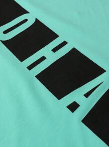 Manfinity Homme Men Hooded Drawstring Tank Top With Letter Print - Teal Blue - View 3