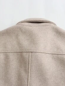 TRAFZA Women's Autumn Jacket, Fashion 3D Front Pocket Button Long Sleeve Coat, Elegant Women's Casual Jacket - Apricot - View 8