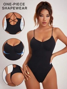 Easithlete Dây đeo chéo phía sau màu đen Bộ đồ thể thao liền mạch với dây đeo spaghetti - màu đen - Xem 2