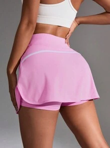 CourtClass Women Solid Color Simple Sports Mini Skirt & Skorts - Pink - View 1