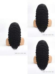 Wear&Go Deep Wave 6X4 透明预切蕾丝封口假发 16-28 英寸黑色预拔自然发际线人发高品质女士假发日常使用透气帽感觉气流全天未处理原始人发假发 - Natural Black - 查看 5