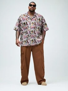 Manfinity VCAY Men Plus Size Printed Casual Short-Sleeved Shirt - Multicolor - View 4