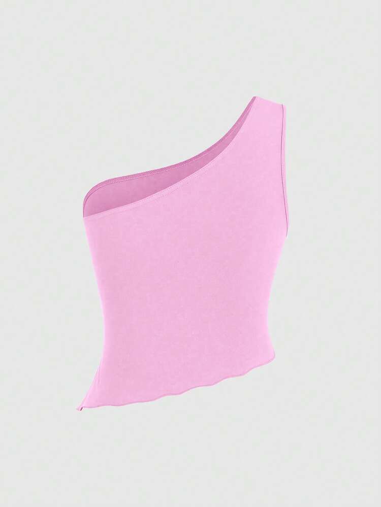 Floral Print One Shoulder Asymmetrical Hem Crop Top For Summer