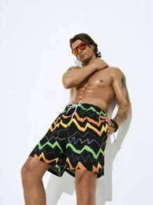 Palasendo Uomo semplici pantaloncini da mare con stampa e coulisse - Multicolore - Visualizzare 1