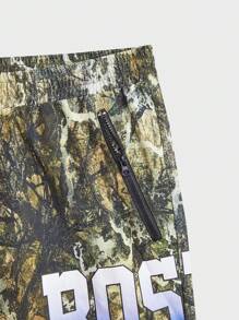 Manfinity VCAY Men Plus Size Woven Printed Straight Shorts Baggy Drawstring Camo Graphic Colorful Going Out Street Wear - Multicolor - View 5