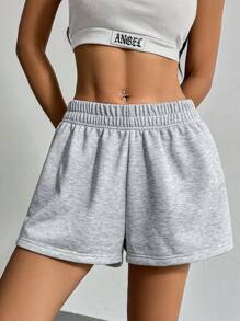 SHEIN EZwear 2条装纯色弹性腰部运动短裤（夏季） - 彩色 - 查看 7