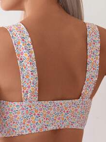 Swim Mod 花卉印花露背式假日風格夏季海灘比基尼套裝 - 彩色 - 查看 5