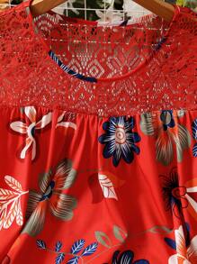 Breezaya Cộng với váy ren ren in hoa - Nhiều màu - Xem 3