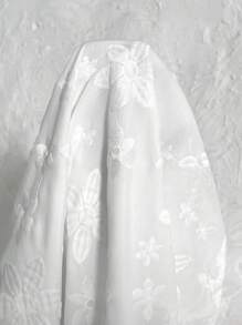 SHEIN Abito senza maniche in colore tinta unita per maternità con collo all"americana, spalline sottili, vuoto a forma di fiore sul collo e ricamo decorativo - Bianco - Visualizzare 3