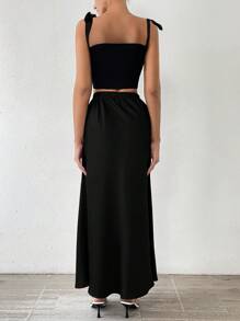 Gloray Falda larga de unicolor tipo maxisaya, conjunto de mujer