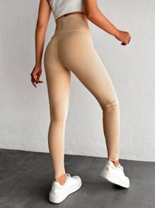EURMUSE Women's Wrapped High Waist Leggings - Apricot - View 2