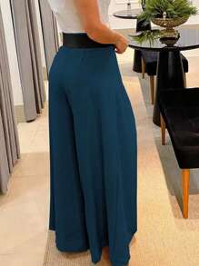 Chiquease Women's Solid Color Elegant Wide-Leg Casual Pants Fall Cloth For Women - Royal Blue - View 2