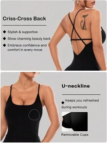 Easithlete Fashionable Seamless Backless Women Athletic Dress Sport Dress - Black - View 3