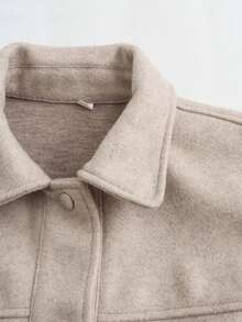 TRAFZA Women's Autumn Jacket, Fashion 3D Front Pocket Button Long Sleeve Coat, Elegant Women's Casual Jacket - Apricot - View 7