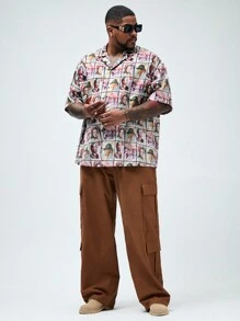 Manfinity VCAY Men Plus Size Printed Casual Short-Sleeved Shirt - Multicolor - View 3