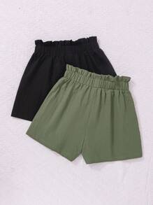 SHEIN Clasi 2pcs Plus Size Shorts Set, Cool & Comfortable, Large Pockets, Black And Green, Summer Country Concert Outfit,Business Casual Woman