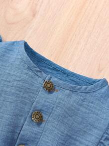 SHEIN Vintaside Kids Young Girl Solid Color Sleeveless Jumpsuit With Belted Waist And Round Neckline