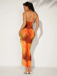 Hauture Vestido para mujer sin espalda con estampado de remolino de ganchillo, vestido de suéter