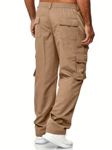 Men Plus Flap Pocket Side Cargo Pants - Khaki - View 2