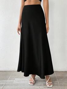 Gloray Falda larga de unicolor tipo maxisaya, conjunto de mujer