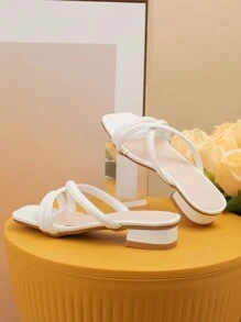 兒童夏季派對和假期時尚多用途高跟拖鞋 - 白色 - 查看 4