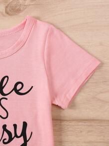 SHEIN Young Girl Warm Vacation, Colorful Dopamine Floral Printed 2-Piece Set - Pink - View 5