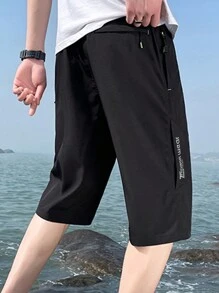 Men's Straight Letter Printed Casual Shorts