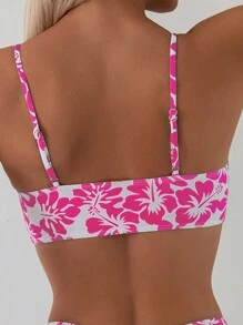 SHEIN Swim Women Summer Beach Floral Printed Bikini Top For Resort Vacation, Random Print